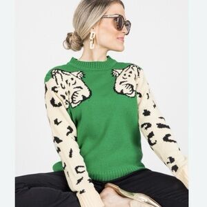 Green Leopard Sweater